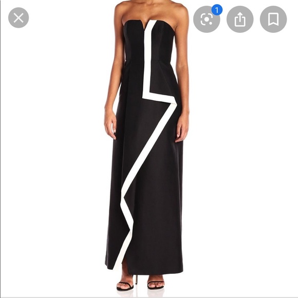 halston heritage black and white dress